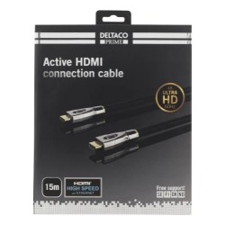 DELTACO PRIME aktīvais HDMI kabelis, tekstila, HDMI High Speed ​​​​ar Ethernet